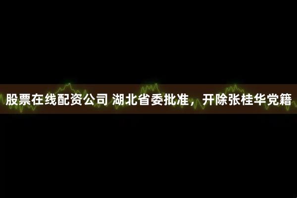 股票在线配资公司 湖北省委批准，开除张桂华党籍